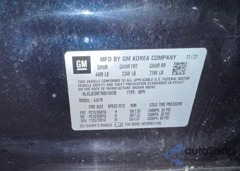 2022 Buick Encore Preferred из США, поврежденный, VIN KL4CJESM7NB510438